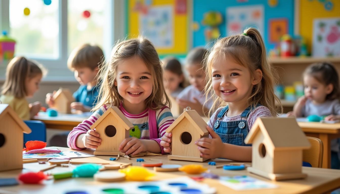 découvrez une activité de bricolage amusante pour les enfants de maternelle : créez un abri à oiseaux facile et ludique pour éveiller leur créativité et leur amour de la nature.